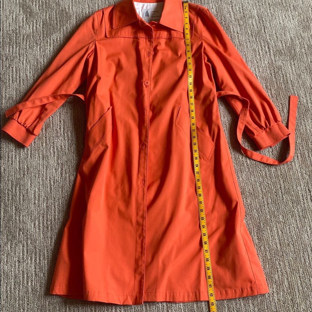 1970s Vintage London Fog Coral Orange Hooded Maincoat Weatherwear Rain Jacket - Picture 13 of 15